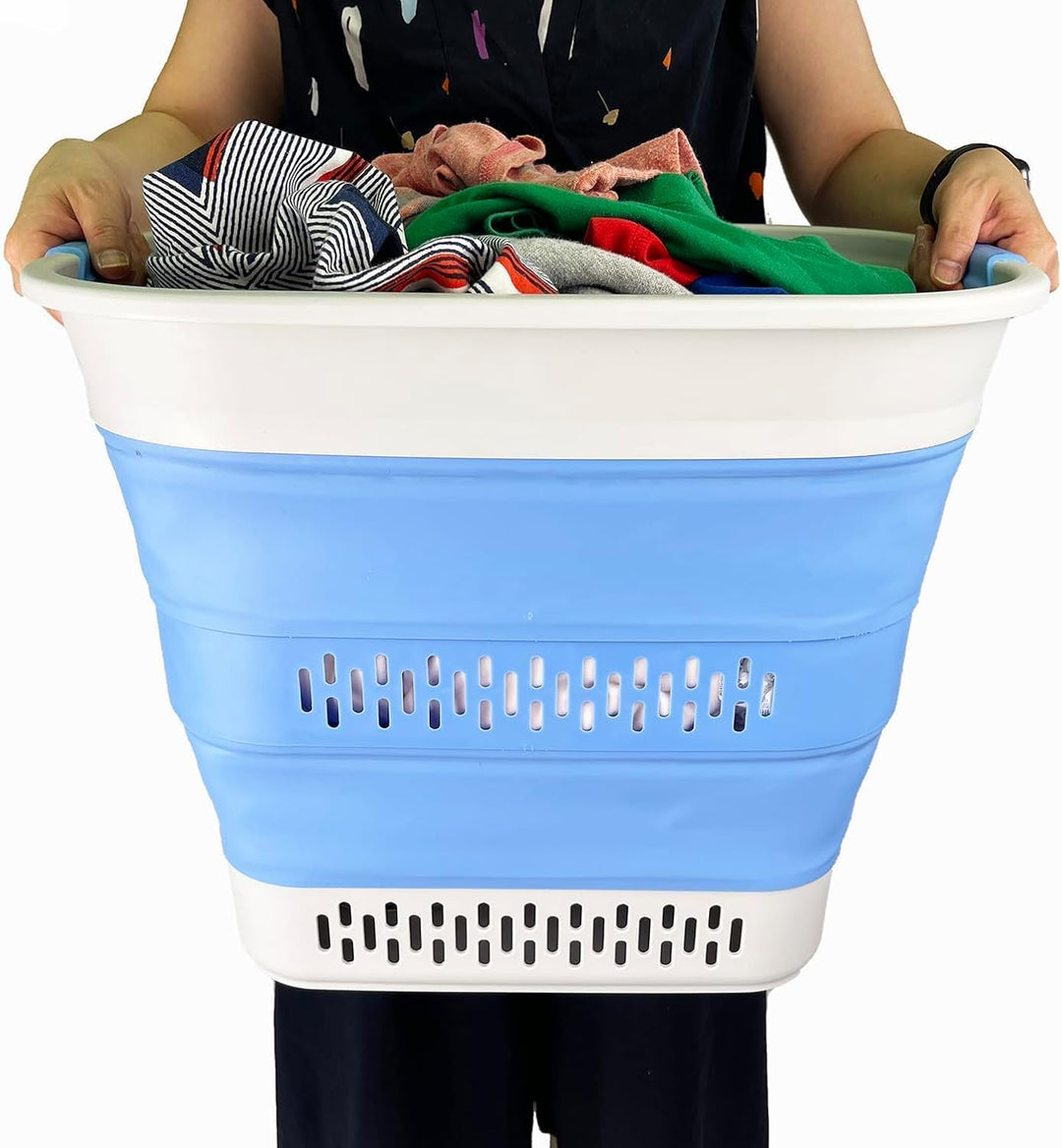 SAMMART Zusammenklappbarer Wäschekorb aus Kunststoff, 40 l, faltbarer Pop-Up-Aufbewahrungsbehälter/O