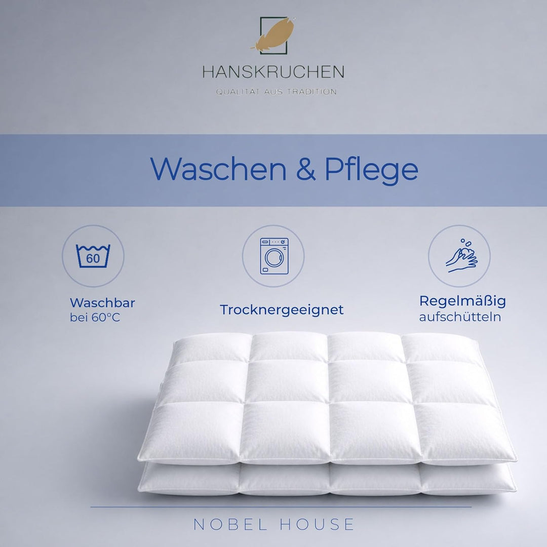 Hanskruchen Nobel House Luxus Daunendecke, Leicht, 90% Daunen / 10% Federchen, 155 x 220 cm, 155 x 2