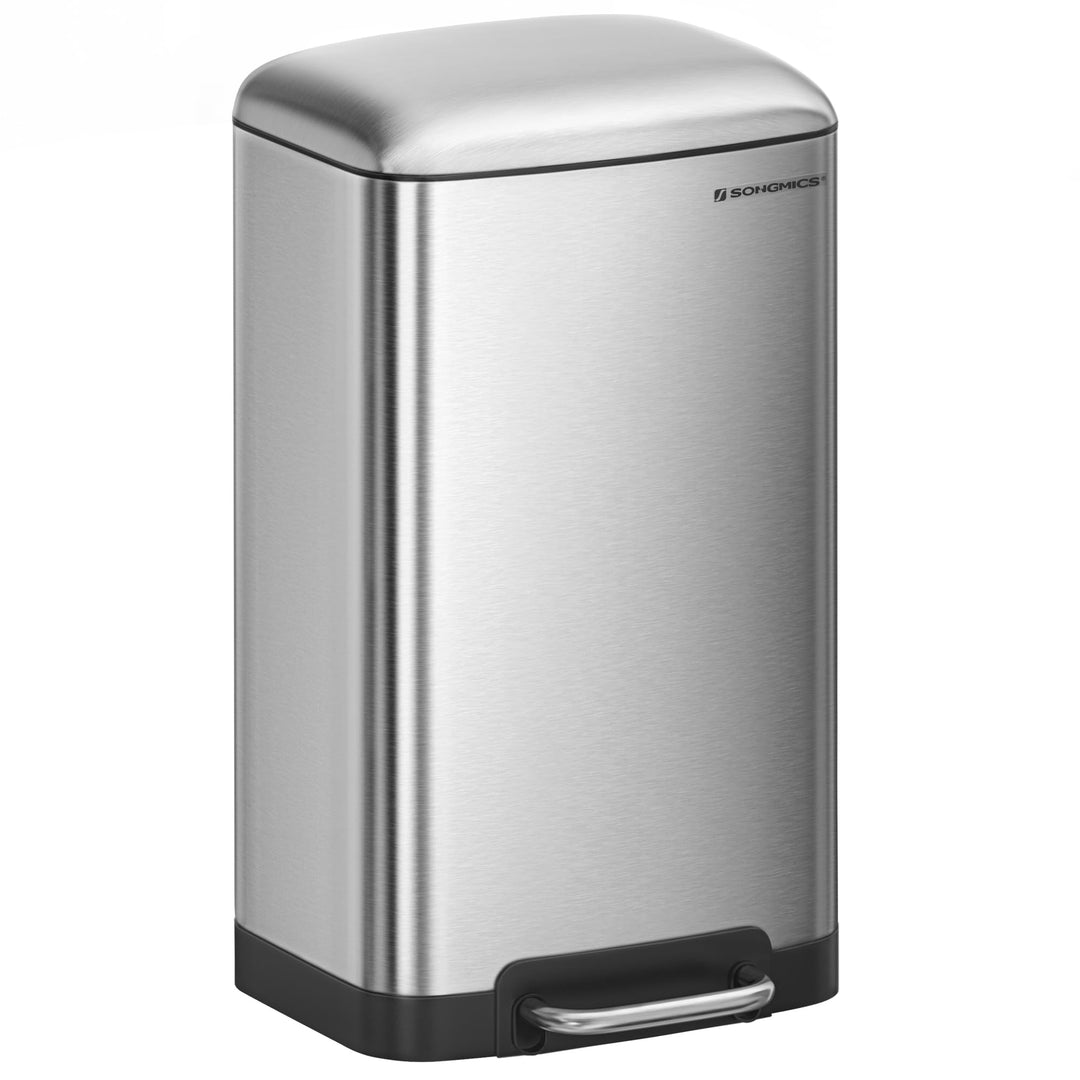 SONGMICS Mülleimer, 30 Liter Abfalleimer, Treteimer aus Stahl, mit Inneneimer und Deckel, Softclose,