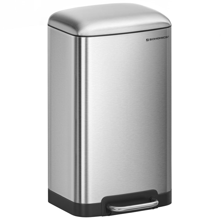 SONGMICS Mülleimer, 30 Liter Abfalleimer, Treteimer aus Stahl, mit Inneneimer und Deckel, Softclose,