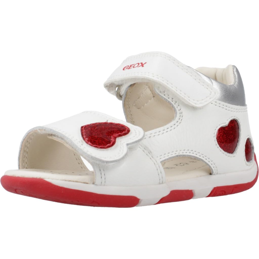 Geox Mädchen B Tapuz Girl Sandal 20 EU White Red, 20 EU White Red