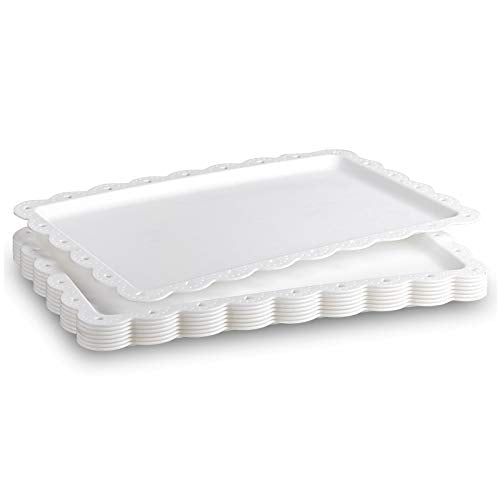 Tablett Klein Serviertablett Rechteckig Weiss - Servierplatte Plastik mit Rand - Essen Tabletts Flac