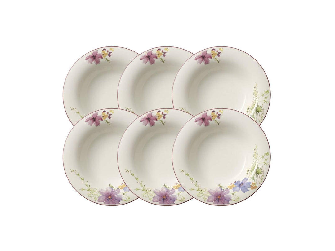 Villeroy & Boch Mariefleur Basic Suppenteller, Porzellan, Weiss, 25 x 25 x 9.20 cm, 6 Einheiten