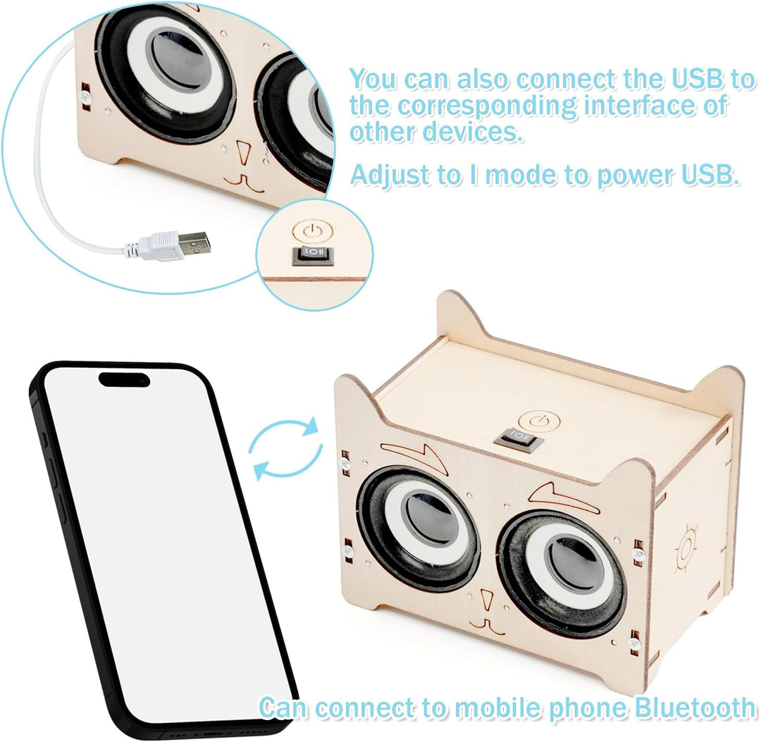 DIY Bluetooth Lautsprecher,Elektronik Baukasten Lautsprecher Bausatz Holz Experimente Wissenschaft E