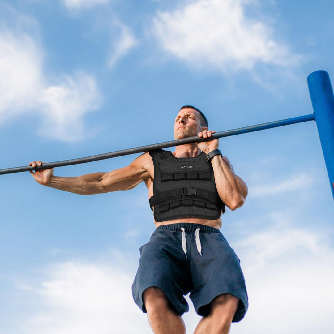 DH FitLife Verstellbare Gewichtsweste 10kg/20kg Kompakt u. Stabil zum Muskelaufbau u. Krafttraining