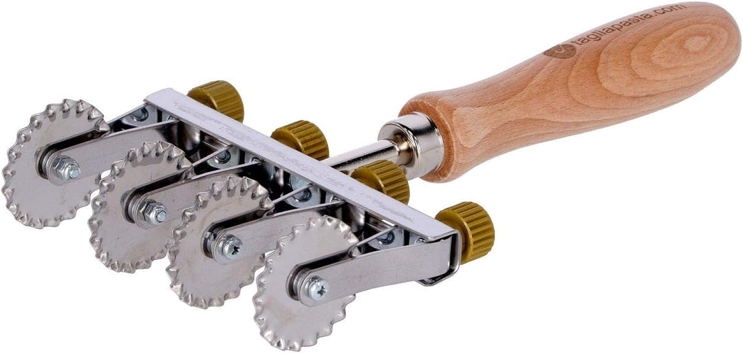 Rad für frische Blätterteig, 4 verstellbare Zahnklingen, Durchmesser 36 mm aus Edelstahl und Griff a