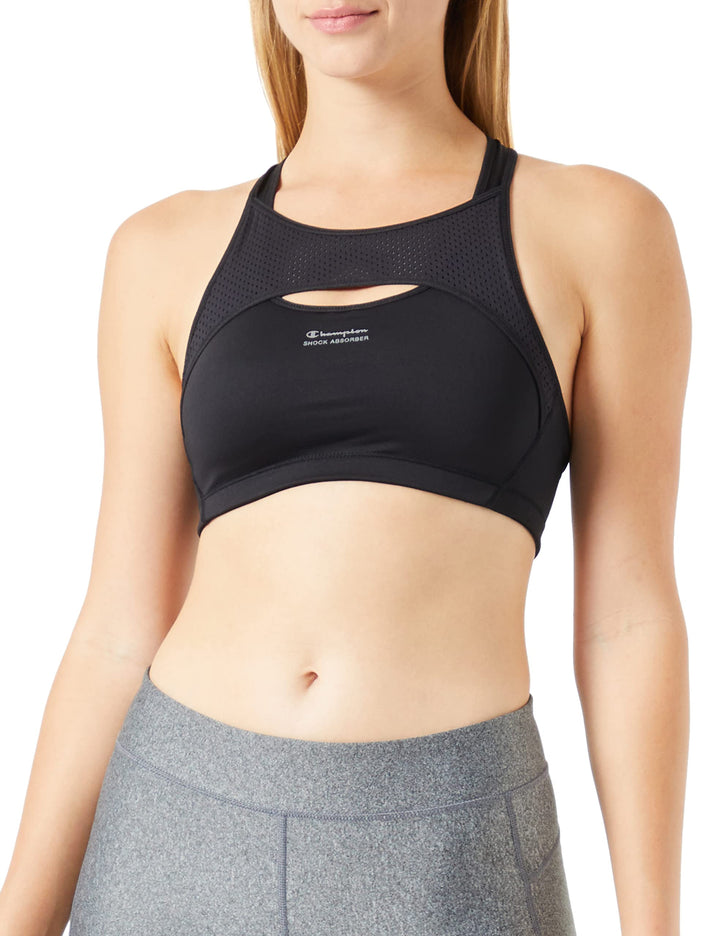 Champion Damen Sa New Active Crop Top Sport-BH S Schwarz, S Schwarz