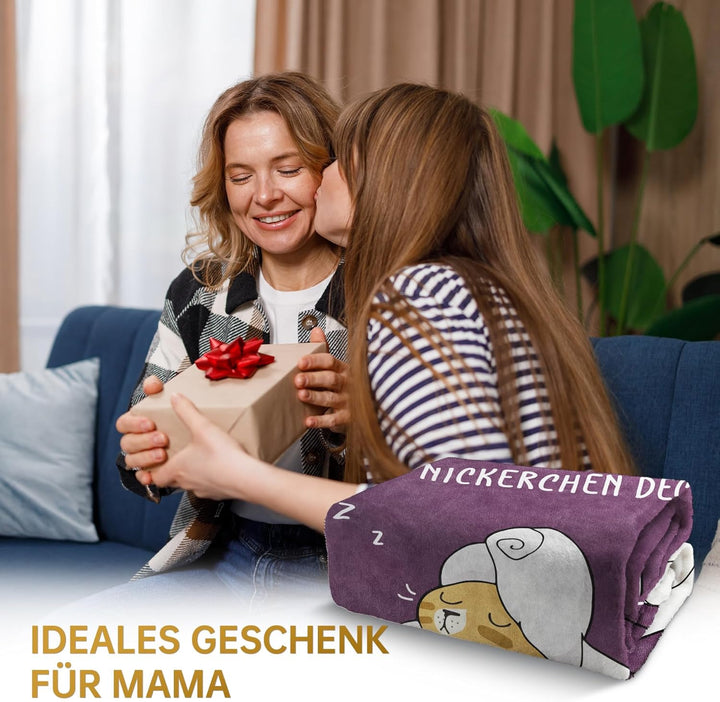 Geschenke für Mama – Lustige Kuscheldecke für Mama in besonders weicher Qualität – Geburtstagsgesche