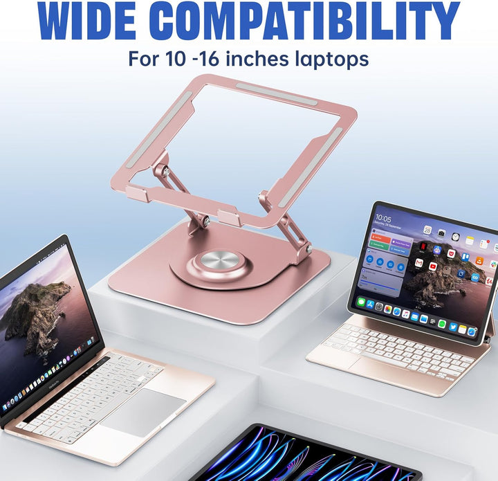 JOYEKY Laptop-Ständer für Schreibtisch, Verstellbarer Computerständer mit 360° drehbarer Basis, ergo