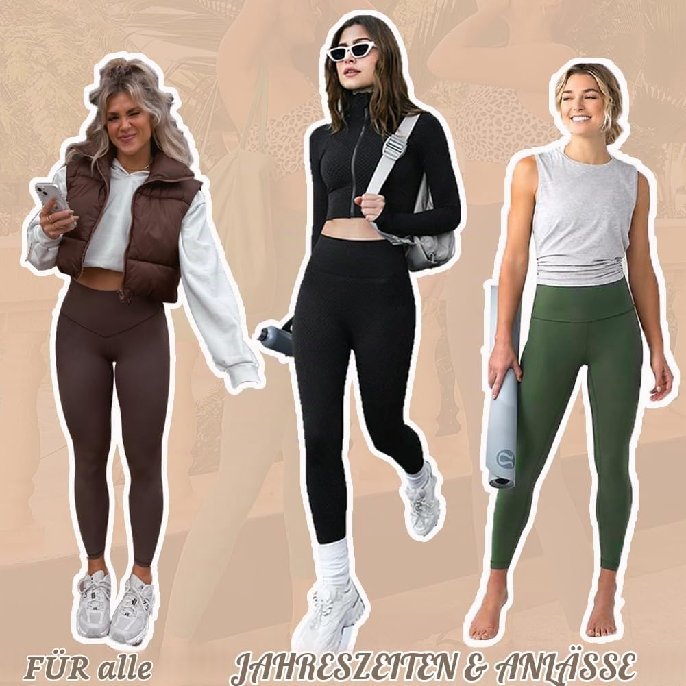 ACTINPUT Leggings Damen High Waist Leggins Blickdicht Schwarz Sportleggings Lang Elastische Yogahose