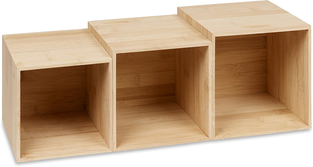 cubix CD-Box bambus, CD-Aufbewahrungs-Boxen aus Holz. Set mit 3 Boxen. Zur Aufbewahrung von bis zu 4