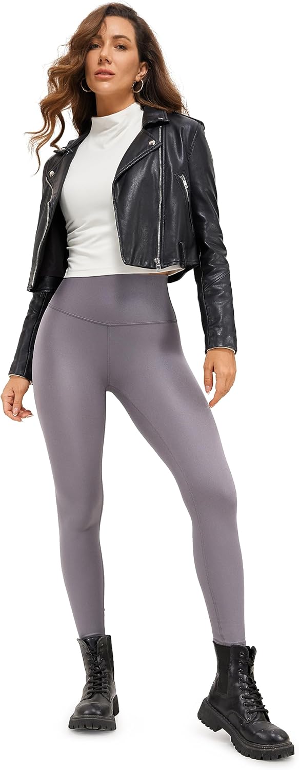 CRZ YOGA Butterluxe Damen Faux Leder Leggings High Waist Lederoptik Sporthose Kunstleder Stretch Wor