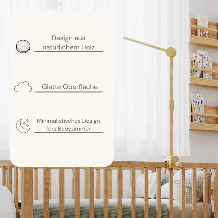 Lanttoe Baby Mobile Halterung Holz für Babybett Kinderbett Mobile Halterung Pro mit DIY-Zubehör, Mob