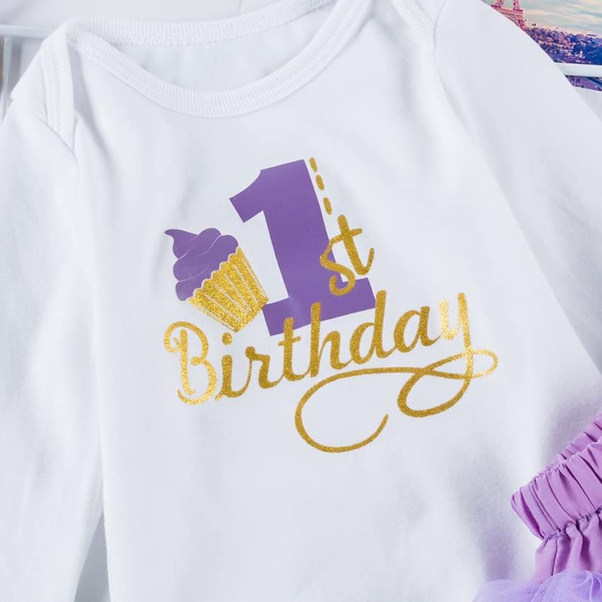 UUAISSO Baby Mädchen Mein 1. Geburtstag Outfits Kurzarm Cake Smash Rock Pailletten Tutu Prinzessin K