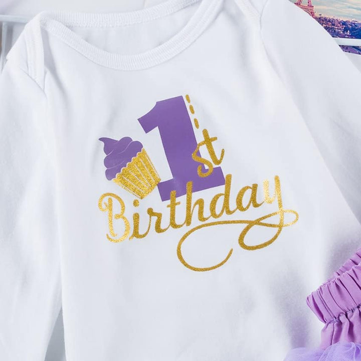 UUAISSO Baby Mädchen Mein 1. Geburtstag Outfits Kurzarm Cake Smash Rock Pailletten Tutu Prinzessin K