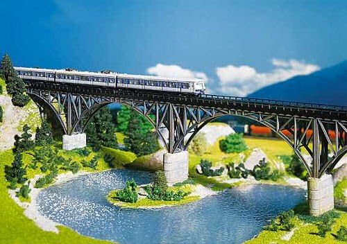 FALLER Stützbogenbrücke Modellbausatz mit 60 Einzelteilen 400 x 32 x 105mm I Modelleisenbahn Zubehör
