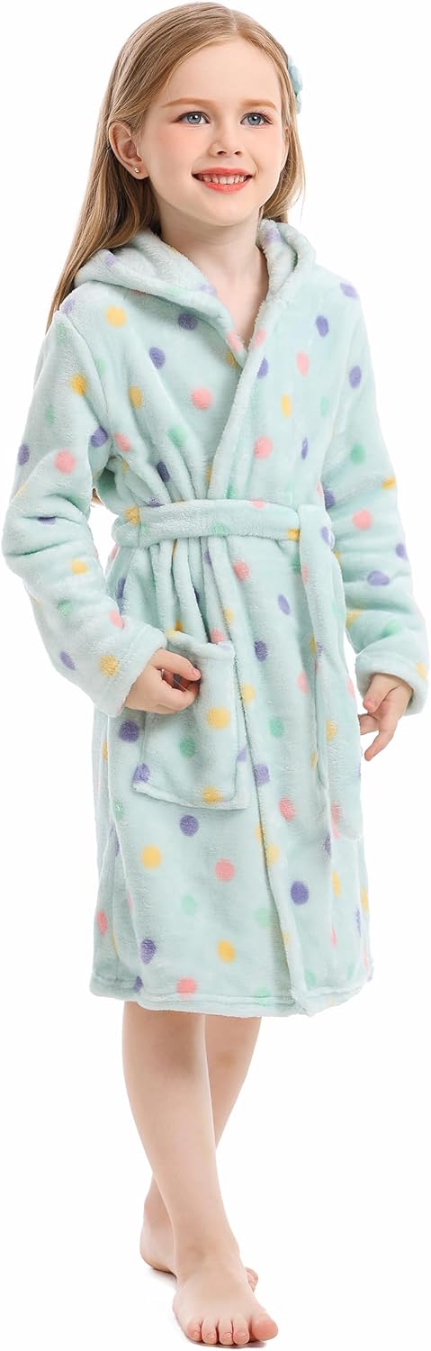 Unisex Baby Korallen Fleece mit Kapuze Morgenmantel Bademantel Jungen Mädchen Kleinkinder Pyjamas Na
