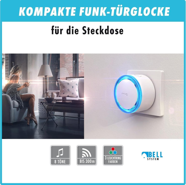 m-e Funk-Klingel Weiterleitung | Erweiterbare Türklingel für Steckdosenbetrieb | Bestehende Klingela
