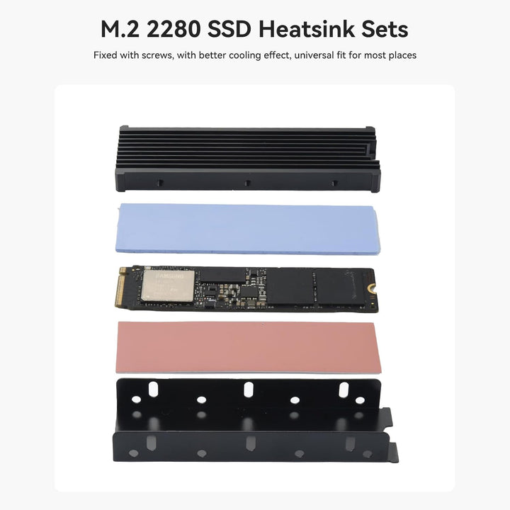 ELUTENG M.2 Kühlkörper für 2280 M.2 SSD, 2 Stück Aluminium Doppelseitiger mit 4 Silikon Wärmeleitpad