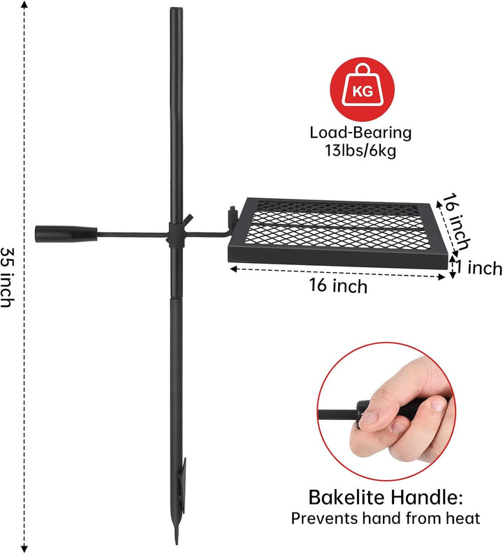 Drehbarer Lagerfeuergrill, 55 x 38 cm Edelstahlrost, Grill Für Offenes Feuer Mit Tragetasche Für Cam