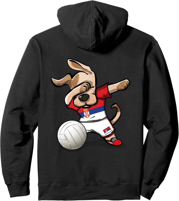 Lustiger Tupfender Hund Serbien Volleyball Serbische Flagge Pullover Hoodie