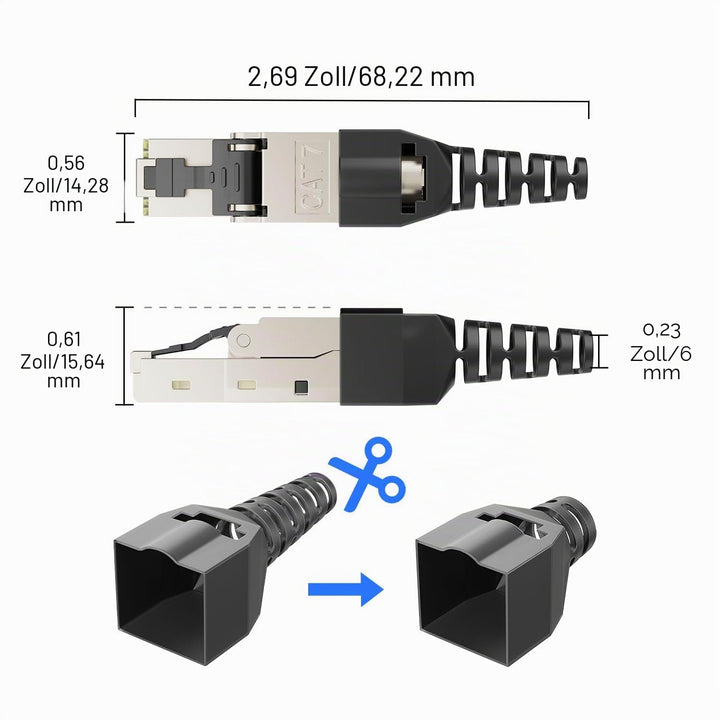 iwillink RJ45 Stecker Werkzeuglos, CAT7 Netzwerkstecker, LAN Stecker Ethernet Verlegekabel 10Gbit/s,
