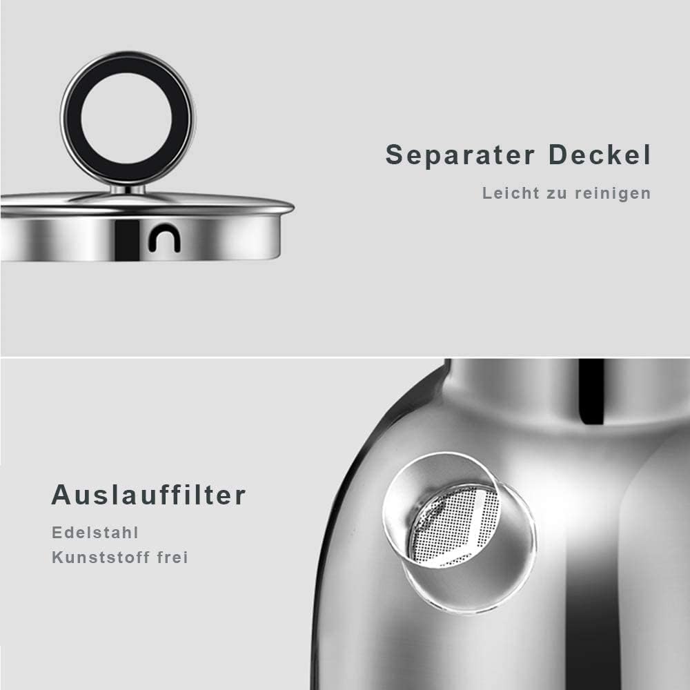 ASCOT Wasserkocher Edelstahl, Elektrischer Wasserkessel Geschenke für Männer/Frauen/Familie 1,5 lite