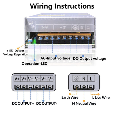 DC 36V 16.6A 600W Netzteil 230V AC auf DC 36Volt Schalternetzteil Transformator Adapter Trafo 36V 60