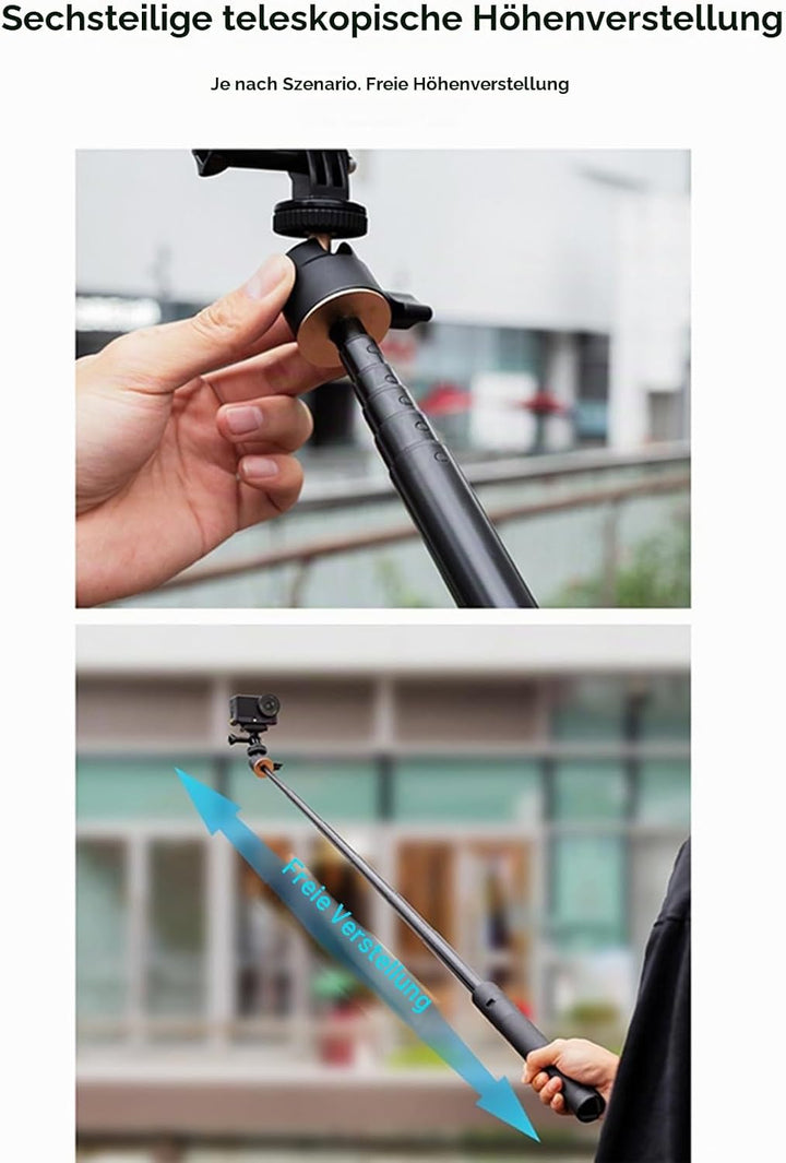 120 cm Stativ & Selfie-Stick für DJI Osmo Action 6, erweiterbares Selfie-Stick-Stativ, kompatibel mi