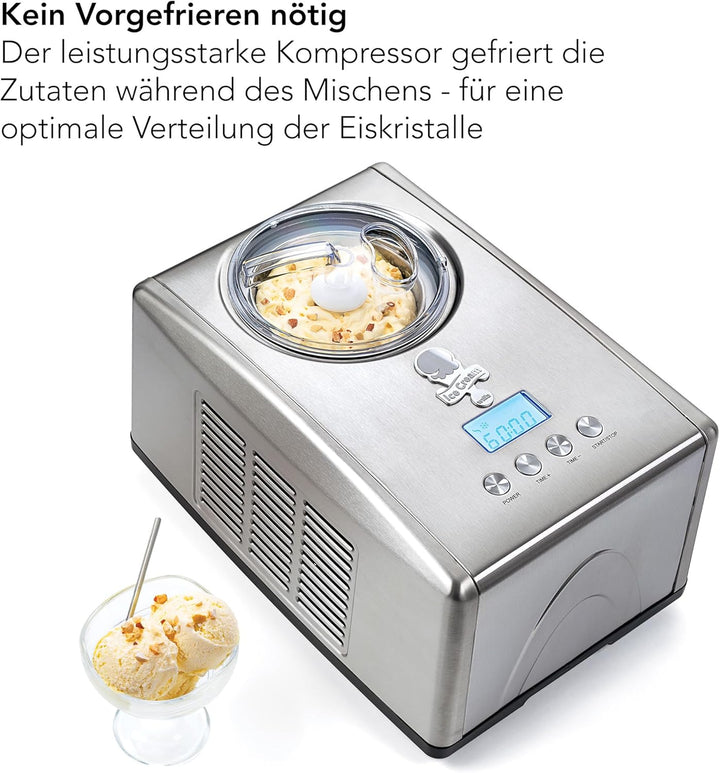 Wilfa VANILLA Eismaschine – Ice Cream Maker für Eis, Sorbet und Frozen Yoghurt, 1,5 Liter Fassungsve