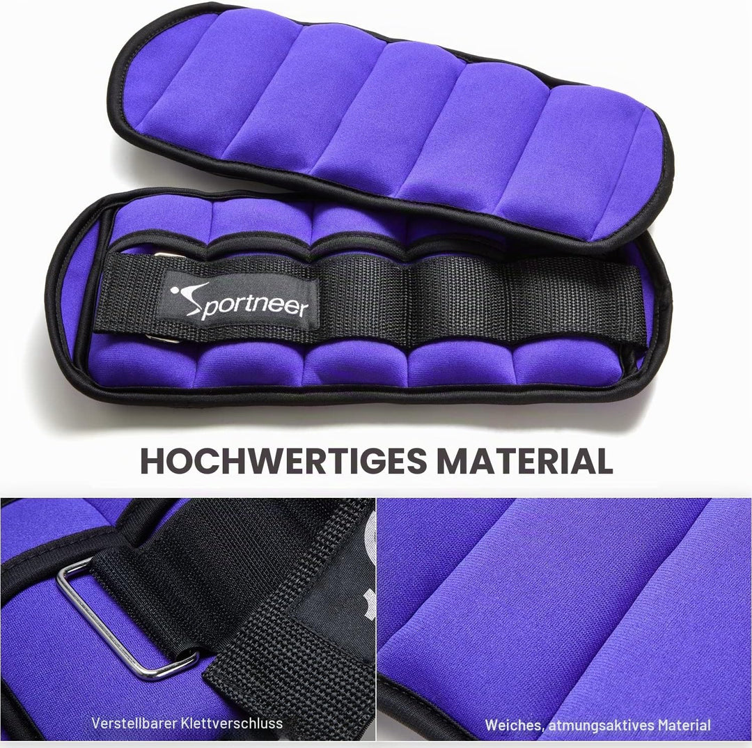Sportneer Verstellbare Gewichtsmanschetten für Füsse oder Handgelenke, 0,7–3 kg pro Knöchel, 1,4–6 k