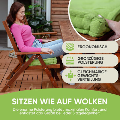 Gräfenstayn® 4er-Set Sitzkissen Stuhlkissen 40x40x8cm für Indoor und Outdoor aus 100% Baumwolle Dick