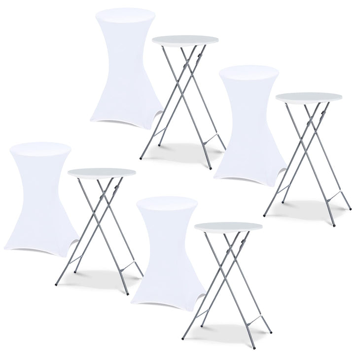 IDMarket - Set mit 4 hochklappbaren Tischen, 105 cm und 4 Bezügen, weiss