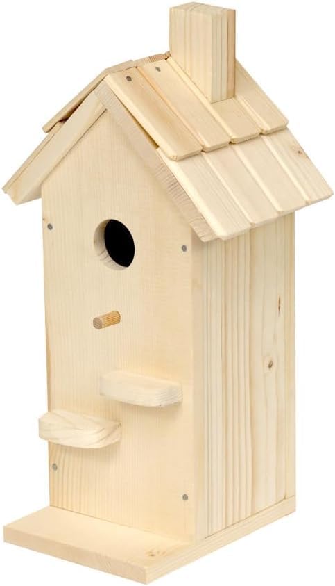 ITA DIY Nistkasten zum Zusammenbauen und Bemalen Skyhaven - Vogelhaus Komplett Bausatz mit Hammer, N