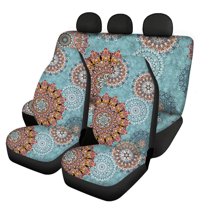 Belidome Autositzbezüge, Boho-Mandala-Blume, universal, dehnbar, Autozubehör, Dekorschutz vor Schmut