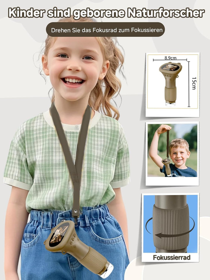 Mikroskop für Kinder, Digitales Taschenmikroskop mit 2,0" IPS-Bildschirm Lupe 200x Vergrösserung, 8