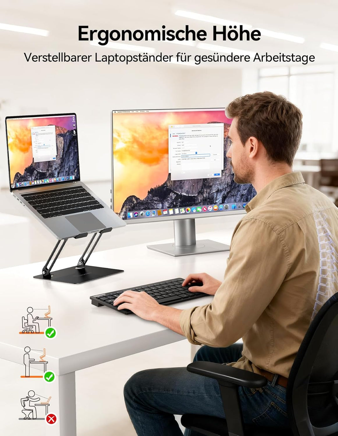 TECKNET Laptop Ständer, Faltbarer Laptopständer, Ergonomischer Laptop Stand, Laptophalter aus Metall