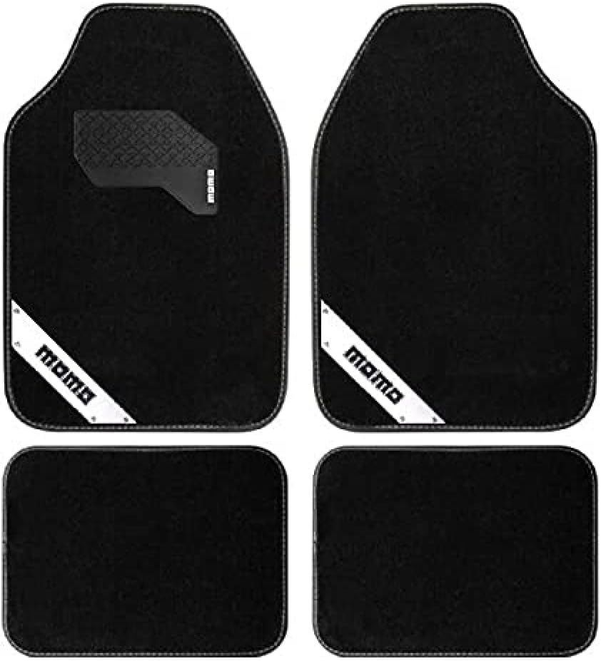 Momo Komplett-Set 4 Stück Universal-Autofussmatten 012 Schwarz/Weiss SCHWARZ AND WEIss 12BW, SCHWARZ