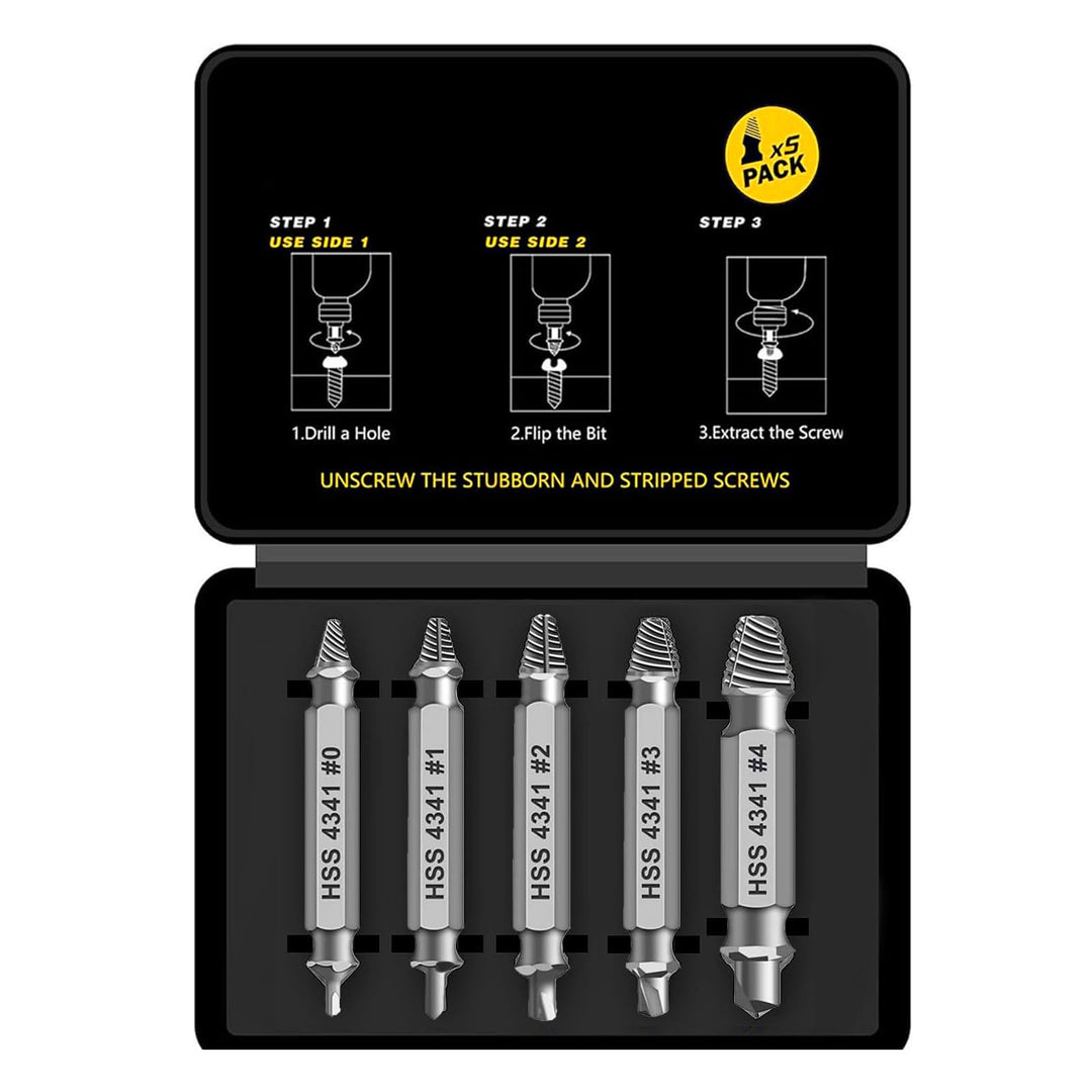 HSS 4341 Schraubenausdreher Set, 5-teilig M3-M18 Beschädigte Schrauben Entferner, Linksausdreher für