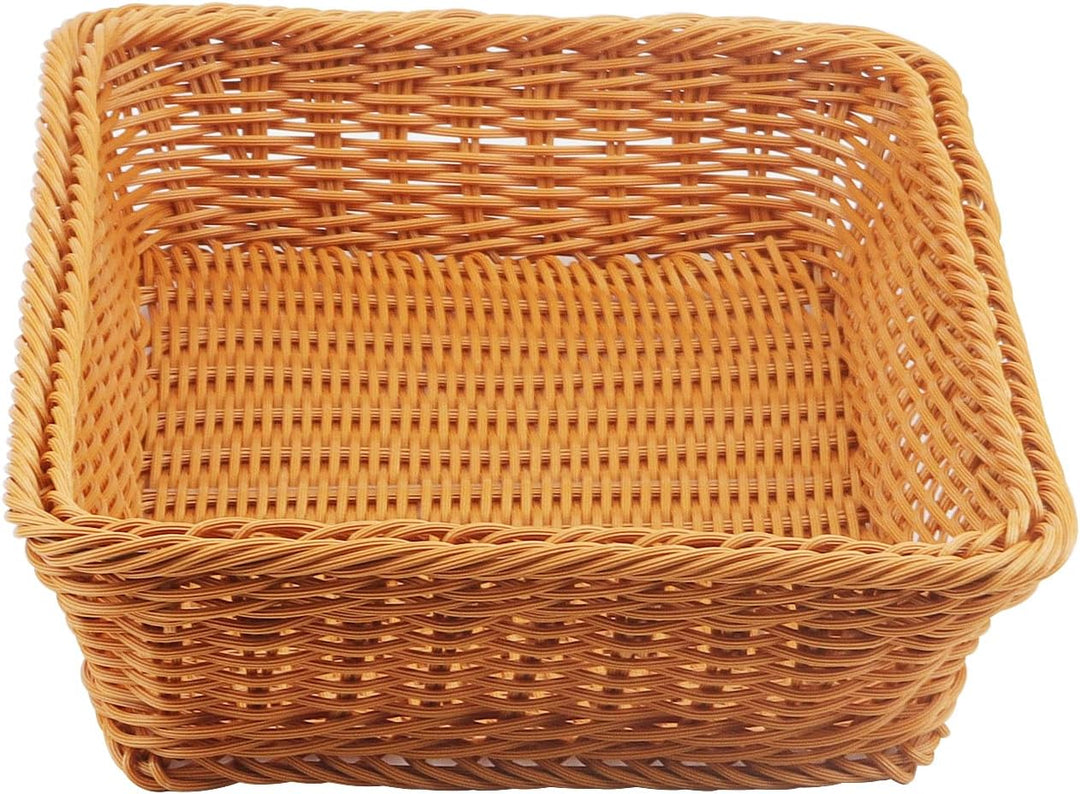 2 Stück Brotkorb Geflochten Rechteckig, 35x25x7,5cm Poly Weidenkorb Brotkorb Geflochten Weide, Resta