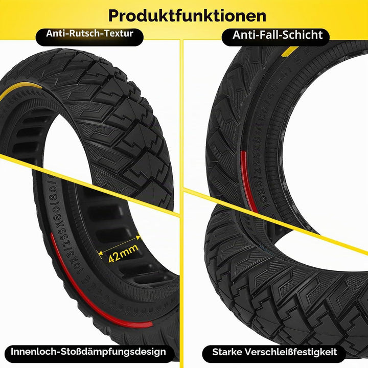 10 x 3 Zoll E Scooter Solid Reifen，255 x 80 (80/65-6) Vollgummireifen für Mantis 10/Dualtron Zero 10