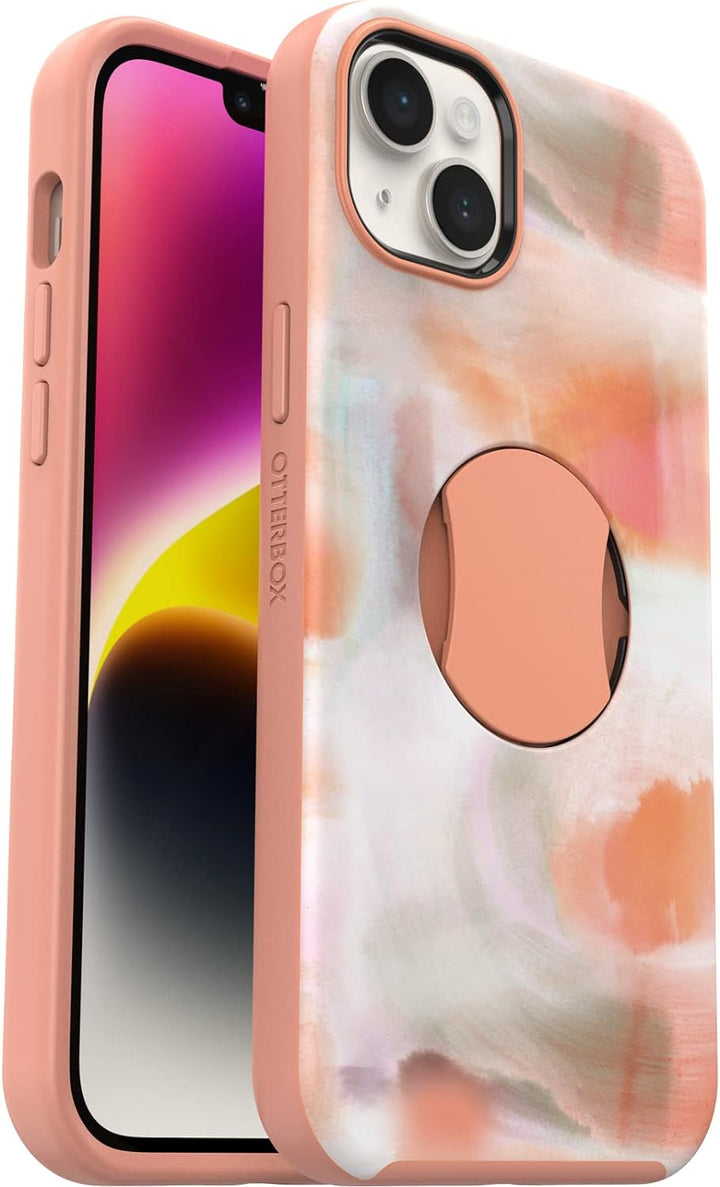 OtterBox Schutzhülle für iPhone 14 Plus (nur) OtterGrip Symmetry Serie – Pfirsiche (orange), integri