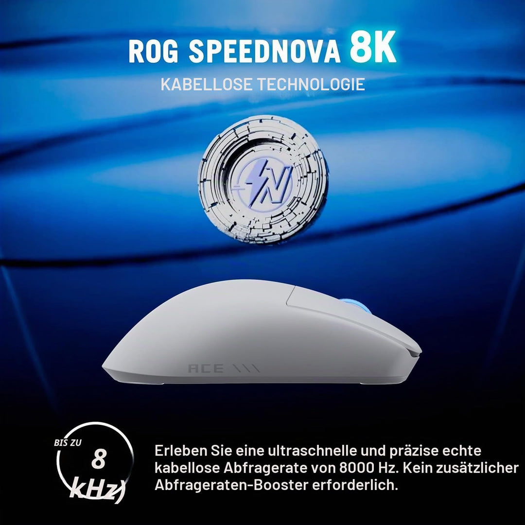 ASUS ROG Harpe II Ace White Wireless Gaming Maus (48 Gramm, semisymmetrische Esport Mouse, ROG AimPo