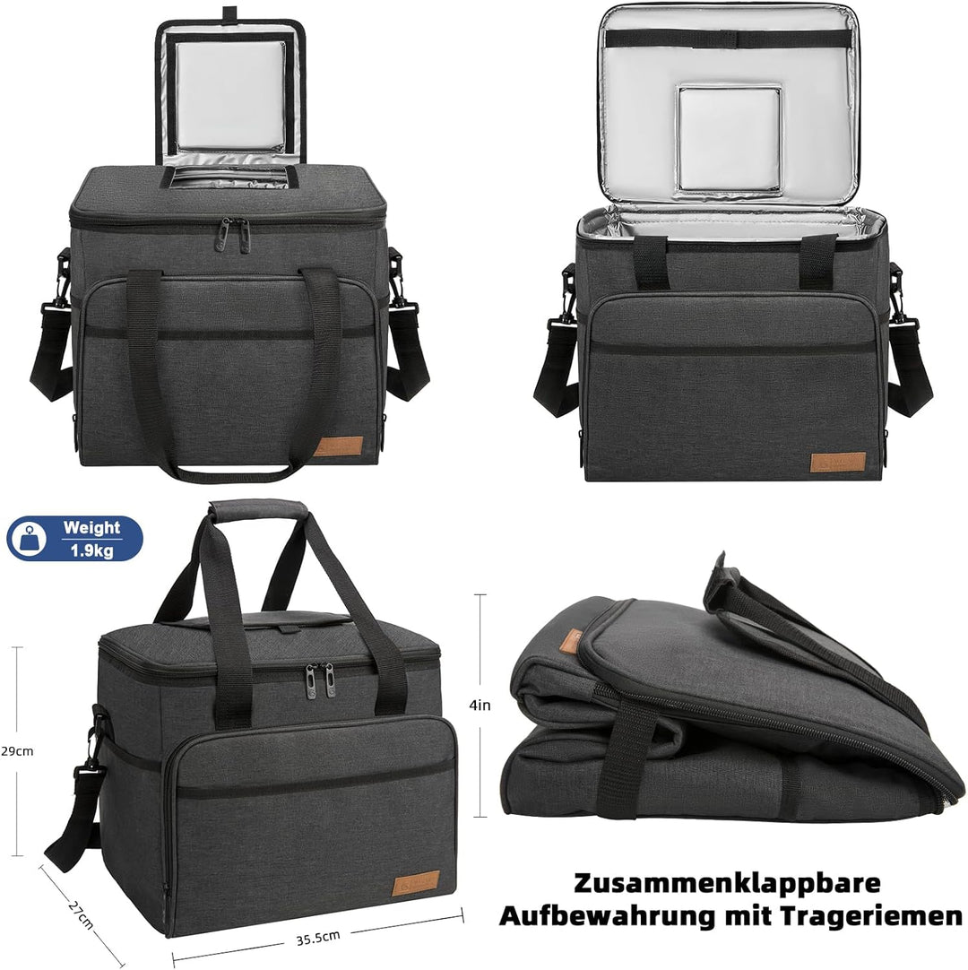 ALLCAMP 30L Kühltasche Faltbare Picknicktasche Thermo Tasche Isoliertasche Kühlkorb Kühlbox isolierb