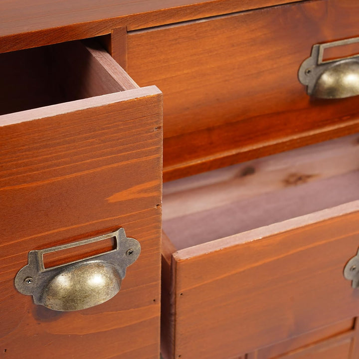 OUKANING Vintage 14-Schubladen Aufbewahrungsschrank, Apothekerschrank Organizer aus Eisen+Holz, Mehr