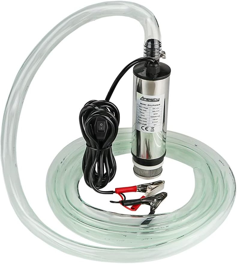 Edelstahl Transfer Pumpe 12V 51mm Wasserpumpe Tauchpumpe für Auto Diesel Öl Heizöl Wasser Kraftstoff