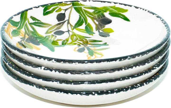 Lashuma Keramik Suppenteller tief Olive, Teller für Suppe rund 19 cm Ø, Olive