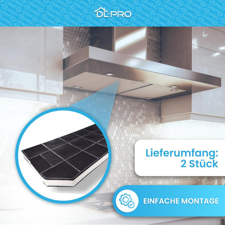 DL-pro 2 x Aktivkohlefilter 487x230mm für Bosch Siemens Neff Balay 460367 00460367 DHZ3300 LZ33000 Z