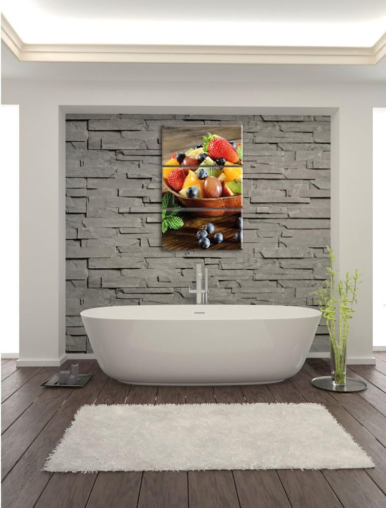 Pixxprint Apfel Kirsche Obstkorb als Leinwandbild/Grösse: 3 Teilig (120x80) cm/Wandbild/Kunstdruck/f