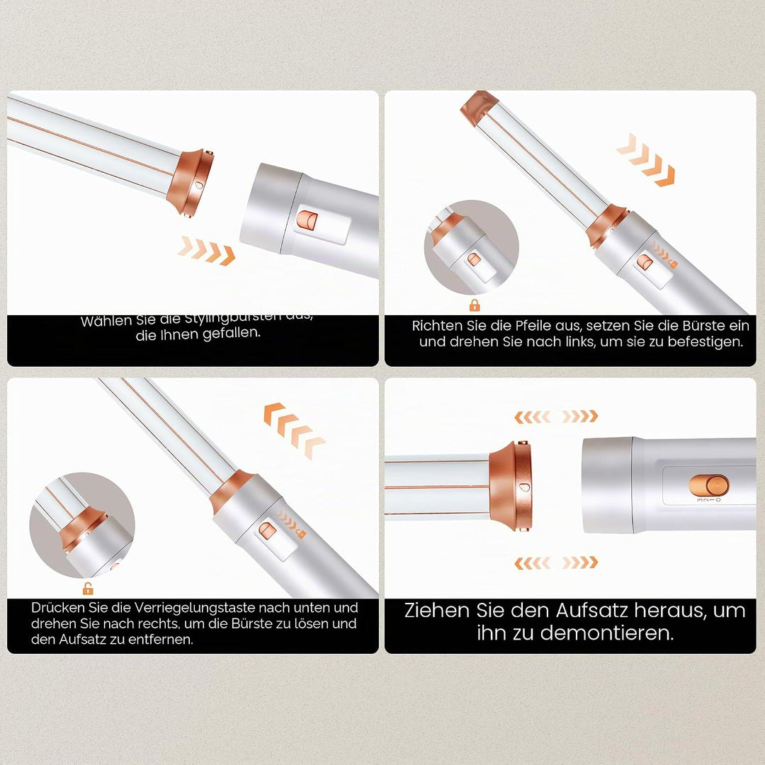 Hair Styler Set 5 in 1 Hairstyler 5 in 1 mit Rundbürstenföhn, Warmluftbürste, Föhnbürste, Haartrockn